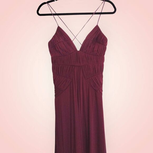 Laundry Shelli Segal Gown Sz 6 Burgundy Strappy Low Back Jersey Knit Swiftie - Picture 3 of 13